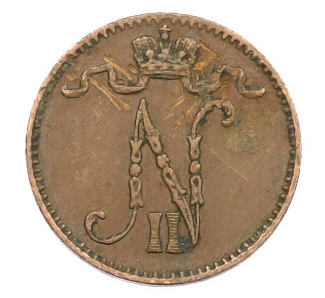 Монета 1 пенни 1907 года Русская Финляндия (Артикул: K10-1352) — Фото №2