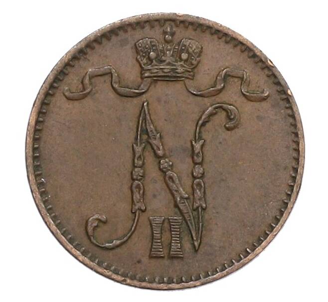 Монета 1 пенни 1900 года Русская Финляндия (Артикул: K10-1360) — Фото №2