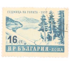Почтовая марка 16 стотинок 1957 года Болгария «Неделя леса — Ели и озеро»