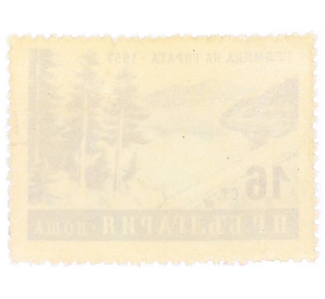 Почтовая марка 16 стотинок 1957 года Болгария «Неделя леса — Ели и озеро» (Артикул: P2-0302) — Фото №2