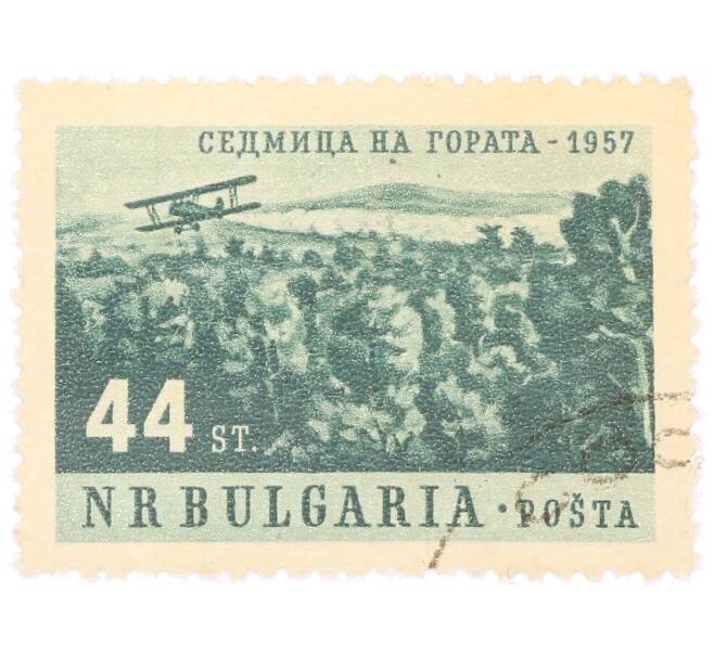 Почтовая марка 44 стотинки 1957 года Болгария «Неделя леса — Самолет над рощей» (Артикул: P2-0303) — Фото №1