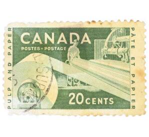 Почтовая марка 20 центов 1956 года Канада «Бумажная промышленность» — Фото №1