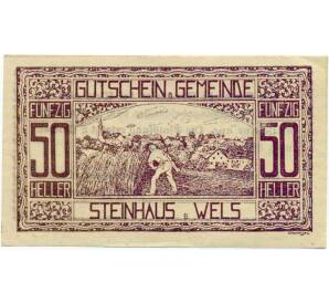 50 геллеров 1920 года Австрия — Коммуна Штайнхаус (Нотгельд) — Фото №1