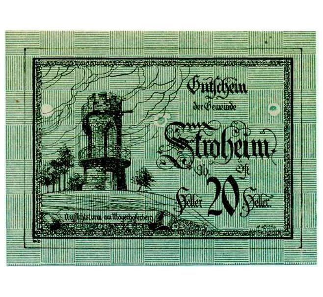 Банкнота 20 геллеров 1920 года Австрия — Штрохайм (Нотгельд) (Артикул: B2-14020) — Фото №1