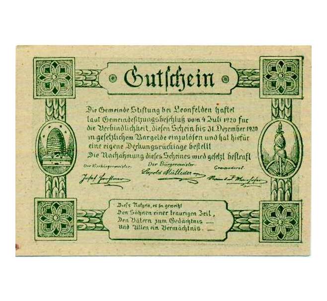 Банкнота 20 геллеров 1920 года Австрия — Бад-Леонфельден (Нотгельд) (Артикул: B2-14049) — Фото №2