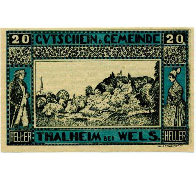 Банкнота 20 геллеров 1920 года Австрия — Коммуна Тальхайм-Вельс (Нотгельд) (Артикул: B2-14087) — Фото №1