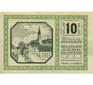 10 геллеров 1920 года Австрия — Коммуна Тальгау (Нотгельд) — Фото №1