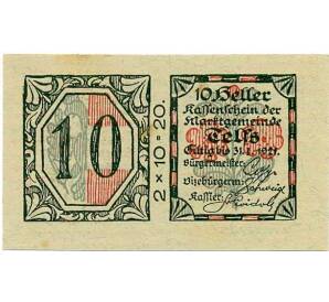 10 геллеров 1920 года Австрия — Коммуна Тельфс (Нотгельд) — Фото №1