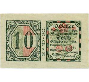 10 геллеров 1920 года Австрия — Коммуна Тельфс (Нотгельд) — Фото №1