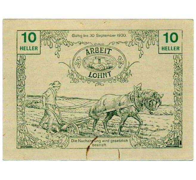 Банкнота 10 геллеров 1920 года Австрия — Таусендблум (Нотгельд) (Артикул: B2-14128) — Фото №2