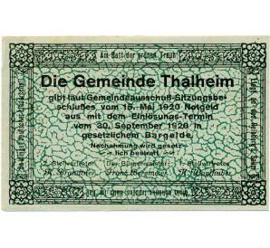 50 геллеров 1920 года Австрия — Коммуна Тальхайм-бай-Вельс (Нотгельд) — Фото №2