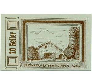 20 геллеров 1920 года Австрия — Коммуна Санкт-Агата (Нотгельд) — Фото №1
