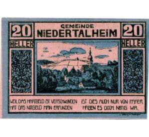 20 геллеров 1920 года Австрия — Нидерергайм (Нотгельд) — Фото №1