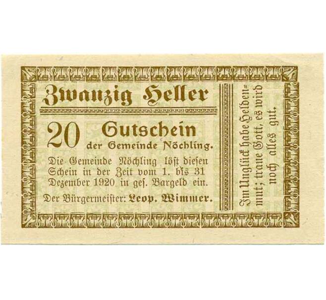 Банкнота 20 геллеров 1920 года Австрия — Коммуна Нехлинг (Нотгельд) (Артикул: B2-14275) — Фото №1