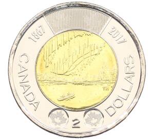 2 доллара 2017 года Канада «150 лет Конфедерации — Полярное сияние» — Фото №1