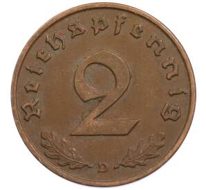 2 рейхспфеннига 1937 года D Германия — Фото №2