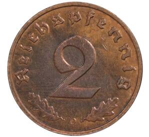 2 рейхспфеннига 1938 года D Германия — Фото №2