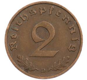 2 рейхспфеннига 1937 года D Германия — Фото №2