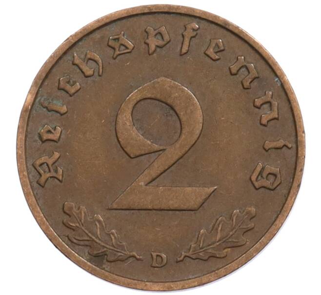 Монета 2 рейхспфеннига 1937 года D Германия (Артикул: K10-1636) — Фото №2