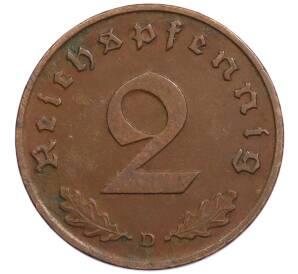 2 рейхспфеннига 1938 года D Германия — Фото №2