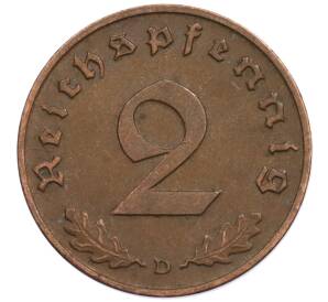 2 рейхспфеннига 1938 года D Германия — Фото №2
