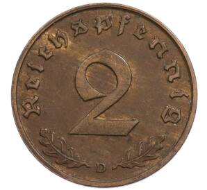 2 рейхспфеннига 1937 года D Германия — Фото №2