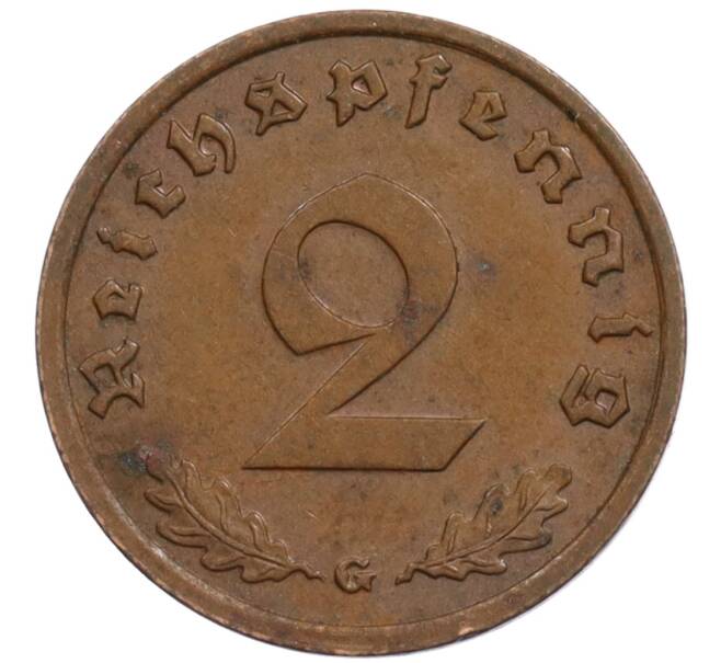 Монета 2 рейхспфеннига 1938 года G Германия (Артикул: K10-1656) — Фото №2