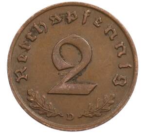 2 рейхспфеннига 1937 года D Германия — Фото №2