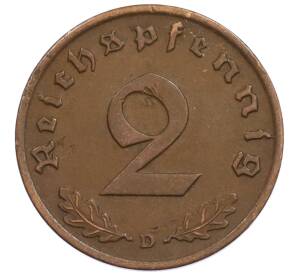 2 рейхспфеннига 1937 года D Германия — Фото №2