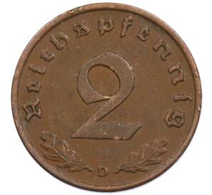 2 рейхспфеннига 1937 года D Германия — Фото №2
