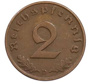 2 рейхспфеннига 1937 года D Германия — Фото №2