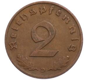 2 рейхспфеннига 1937 года D Германия — Фото №2