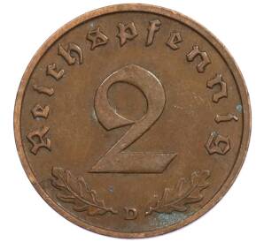 2 рейхспфеннига 1937 года D Германия — Фото №2