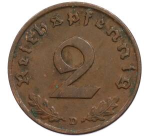 2 рейхспфеннига 1937 года D Германия — Фото №2