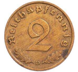 2 рейхспфеннига 1936 года D Германия — Фото №2
