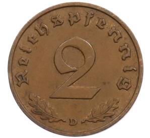 2 рейхспфеннига 1936 года D Германия — Фото №2