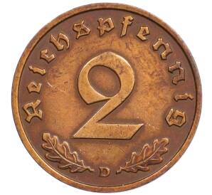 2 рейхспфеннига 1936 года D Германия — Фото №2
