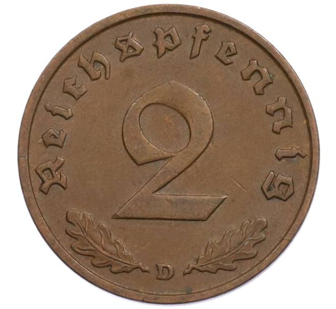 Монета 2 рейхспфеннига 1936 года D Германия (Артикул: K10-1717) — Фото №2