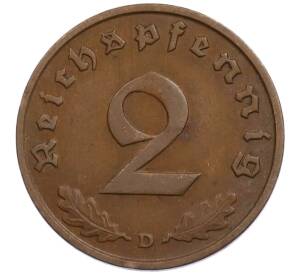2 рейхспфеннига 1936 года D Германия — Фото №2