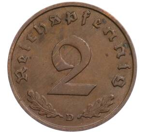 2 рейхспфеннига 1936 года D Германия — Фото №2