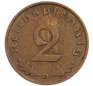 2 рейхспфеннига 1936 года D Германия — Фото №2
