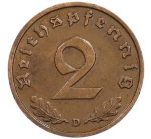 2 рейхспфеннига 1936 года D Германия — Фото №2