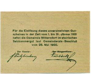 10 геллеров 1920 года Австрия — Бад-Миттерндорф (Нотгельд) — Фото №2