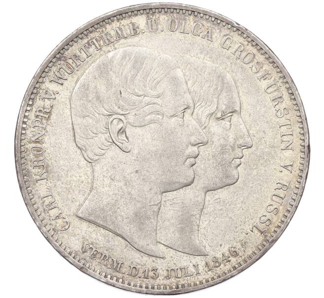 Монета 2 талера 1846 года Вюртемберг «Брак Князя Карла с Княгиней Ольгой» (Артикул: K10-2072) — Фото №1