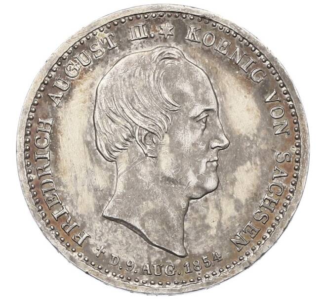 Монета 1/6 талера 1854 года Саксония «Смерть Короля Фридриха Августа II» (Артикул: K10-2086) — Фото №2