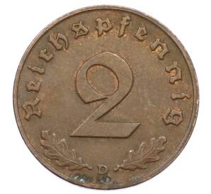 2 рейхспфеннига 1938 года D Германия — Фото №2