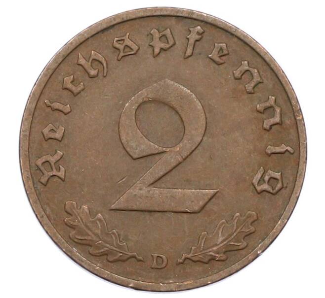 Монета 2 рейхспфеннига 1938 года D Германия (Артикул: K10-2393) — Фото №2