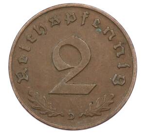 2 рейхспфеннига 1938 года D Германия — Фото №2