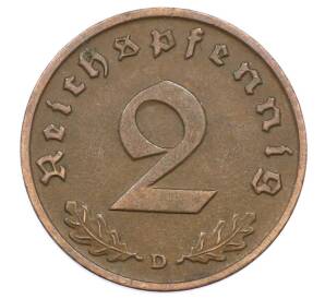 2 рейхспфеннига 1939 года D Германия — Фото №2