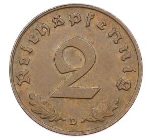2 рейхспфеннига 1938 года D Германия — Фото №2